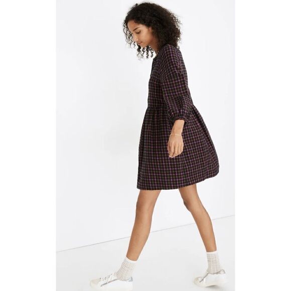 Madewell Plaid Flannel Raglan
Button-Front Shirtdress Size 12/ NWOT - Picture 3 of 8